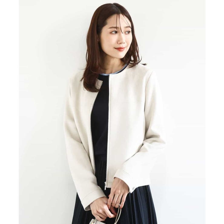 ベージュ | フェイクスウェードショートブルゾン/洗える | MK MICHEL KLEIN