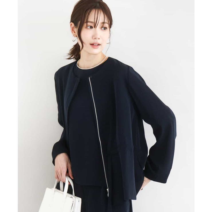 ギャザーデザイン ジップアップブルゾン/撥水/防シワ/洗える | MK MICHEL KLEIN | 詳細画像5 