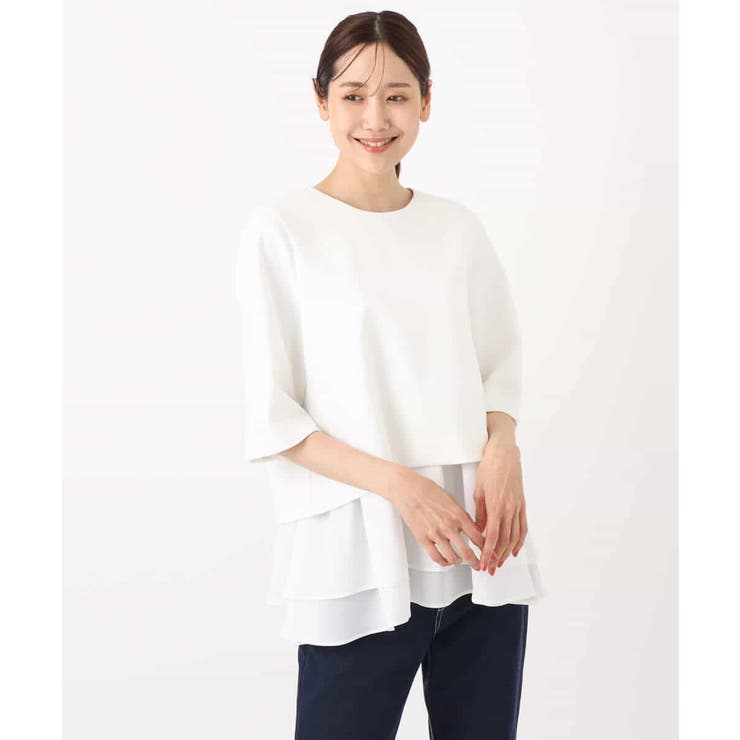 ポンチプルオーバー×ティアードフリルタンクトップ ツインセット/洗える | MK MICHEL KLEIN | 詳細画像14 