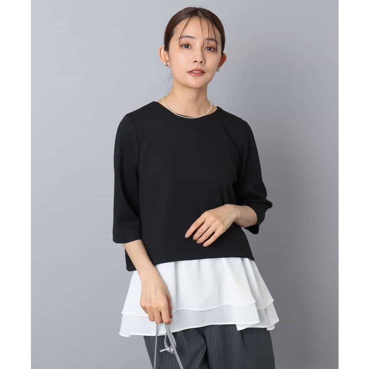 ポンチプルオーバー×ティアードフリルタンクトップ ツインセット/洗える | MK MICHEL KLEIN | 詳細画像2 