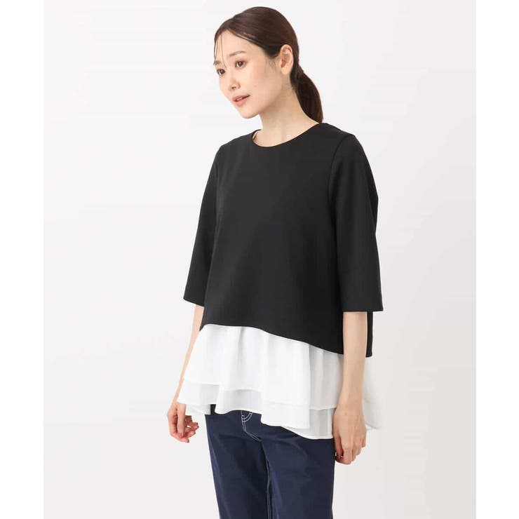 ポンチプルオーバー×ティアードフリルタンクトップ ツインセット/洗える | MK MICHEL KLEIN | 詳細画像25 