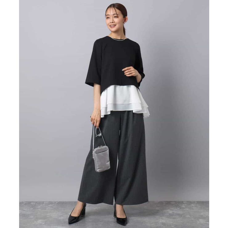 ポンチプルオーバー×ティアードフリルタンクトップ ツインセット/洗える | MK MICHEL KLEIN | 詳細画像4 