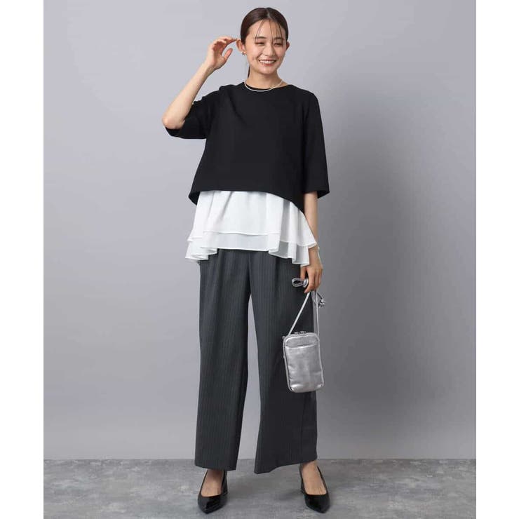 ポンチプルオーバー×ティアードフリルタンクトップ ツインセット/洗える | MK MICHEL KLEIN | 詳細画像5 