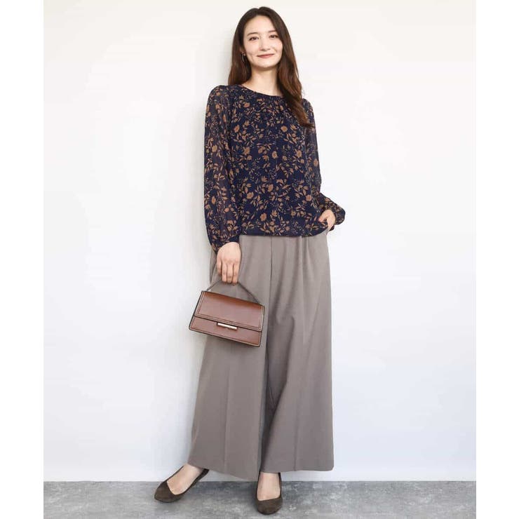 ストレートワイドシルエットパンツ（無地・チェック）/洗える | MK MICHEL KLEIN | 詳細画像14 