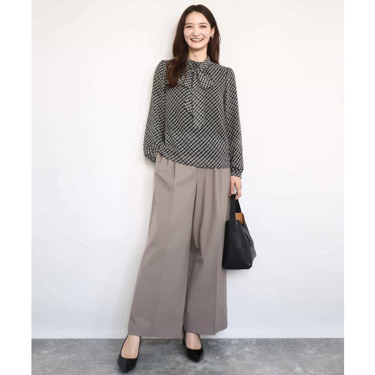 ストレートワイドシルエットパンツ（無地・チェック）/洗える | MK MICHEL KLEIN | 詳細画像17 