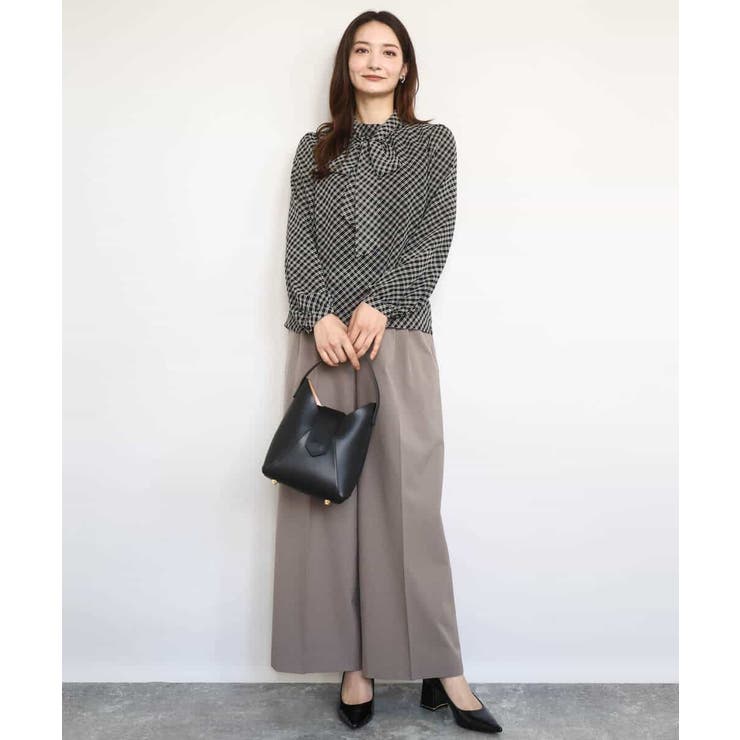 ストレートワイドシルエットパンツ（無地・チェック）/洗える | MK MICHEL KLEIN | 詳細画像19 