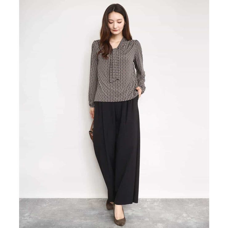 ストレートワイドシルエットパンツ（無地・チェック）/洗える | MK MICHEL KLEIN | 詳細画像27 