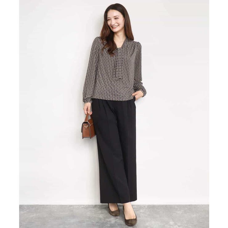 ストレートワイドシルエットパンツ（無地・チェック）/洗える | MK MICHEL KLEIN | 詳細画像28 