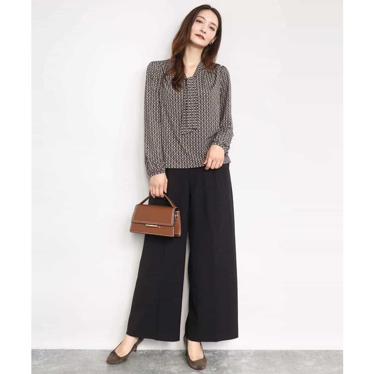 ストレートワイドシルエットパンツ（無地・チェック）/洗える | MK MICHEL KLEIN | 詳細画像29 