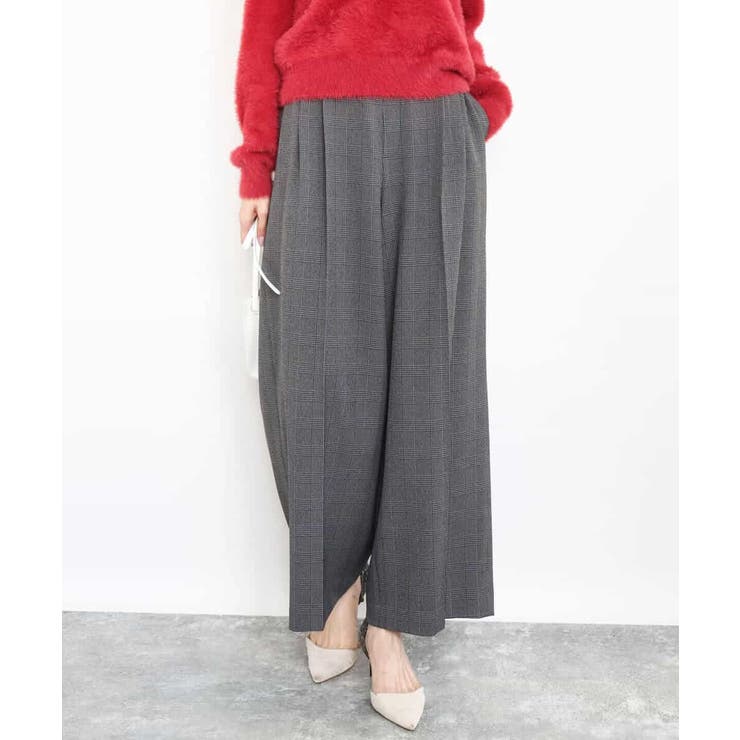 ストレートワイドシルエットパンツ（無地・チェック）/洗える | MK MICHEL KLEIN | 詳細画像30 
