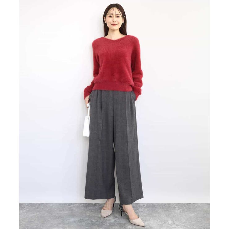 ストレートワイドシルエットパンツ（無地・チェック）/洗える | MK MICHEL KLEIN | 詳細画像31 