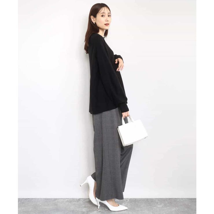 ストレートワイドシルエットパンツ（無地・チェック）/洗える | MK MICHEL KLEIN | 詳細画像38 