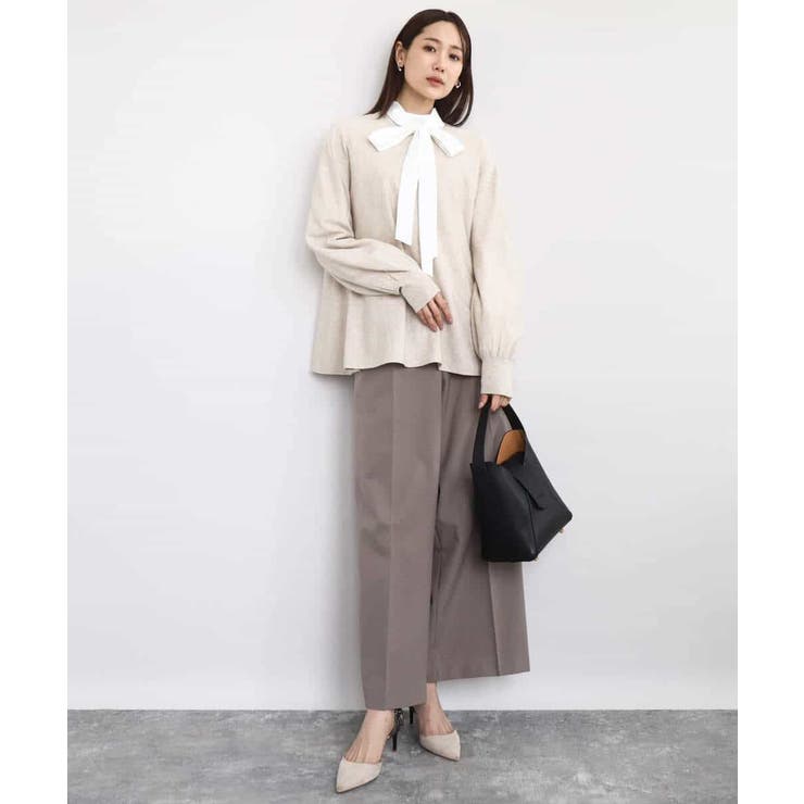 ストレートワイドシルエットパンツ（無地・チェック）/洗える | MK MICHEL KLEIN | 詳細画像4 