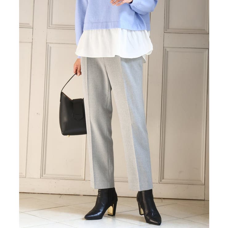 ライトグレー | ツイード調両面起毛テーパードパンツ/洗える | MK MICHEL KLEIN