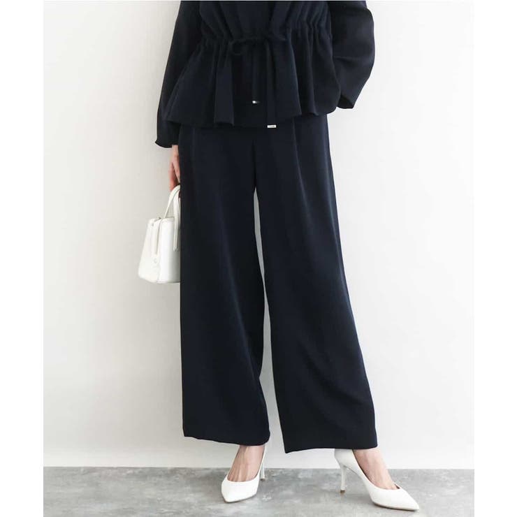 ネイビー | 共地ベルト付きワイドパンツ/撥水/防シワ/洗える | MK MICHEL KLEIN