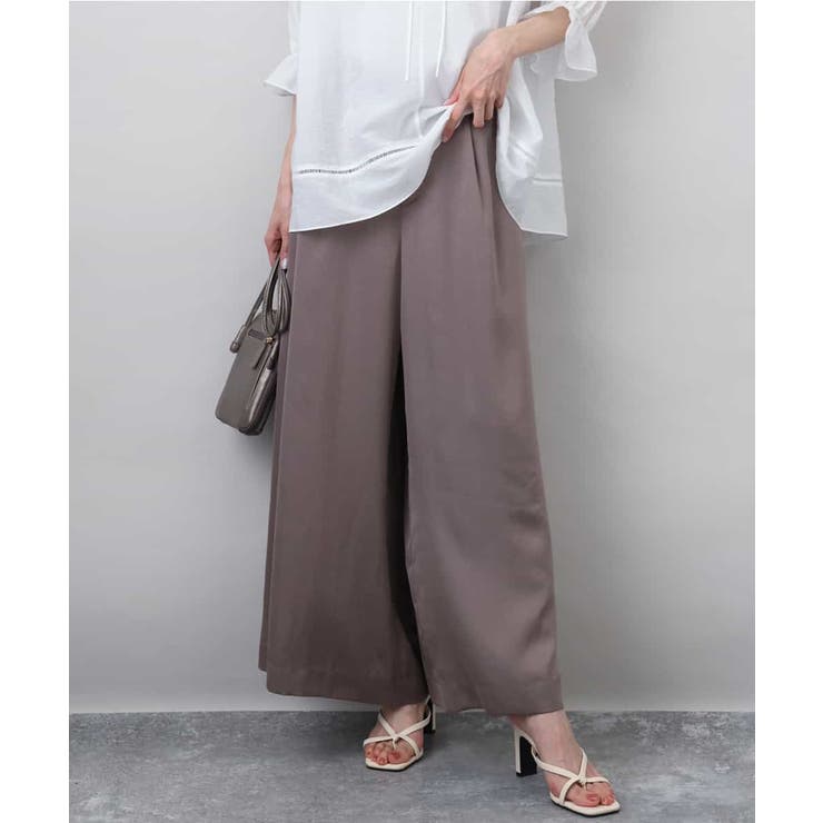 サテンワイドシルエットパンツ/洗える[品番：ITKW0020566]｜MK MICHEL