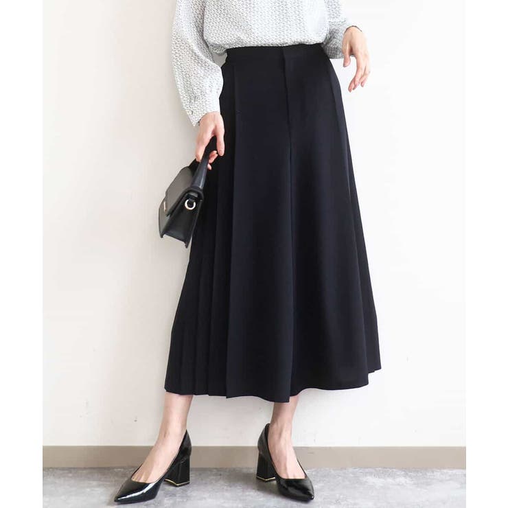 ネイビー | サイドプリーツガウチョパンツ/洗える | MK MICHEL KLEIN