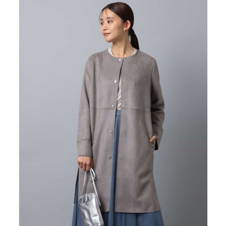 フェイクスウェードノーカラーコート/洗える | MK MICHEL KLEIN | 詳細画像1 