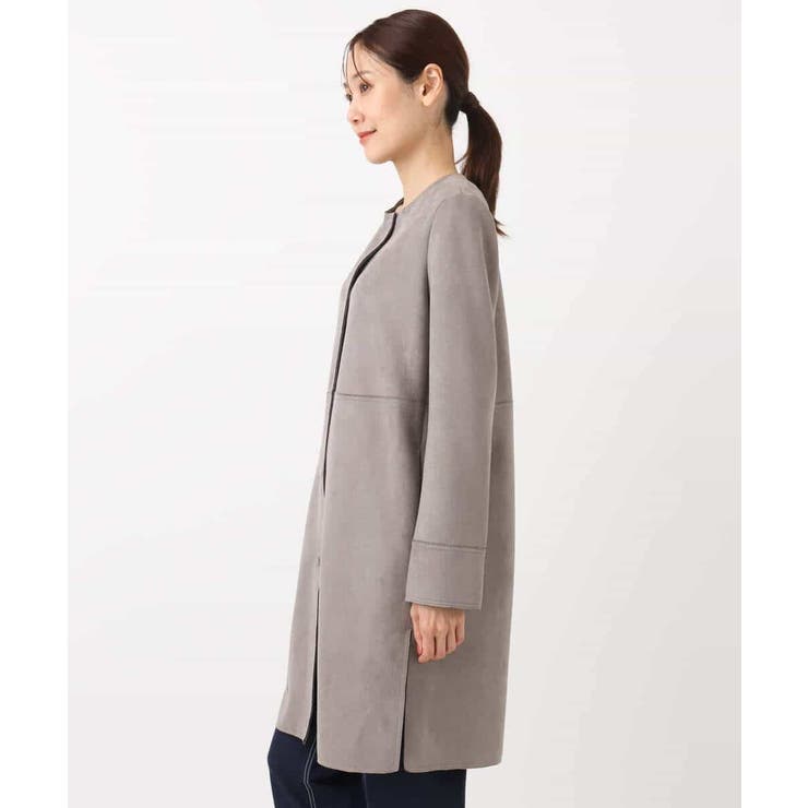 フェイクスウェードノーカラーコート/洗える | MK MICHEL KLEIN | 詳細画像16 