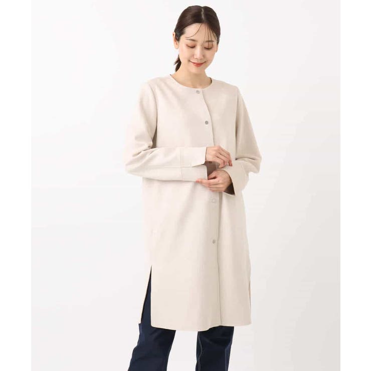 フェイクスウェードノーカラーコート/洗える | MK MICHEL KLEIN | 詳細画像25 