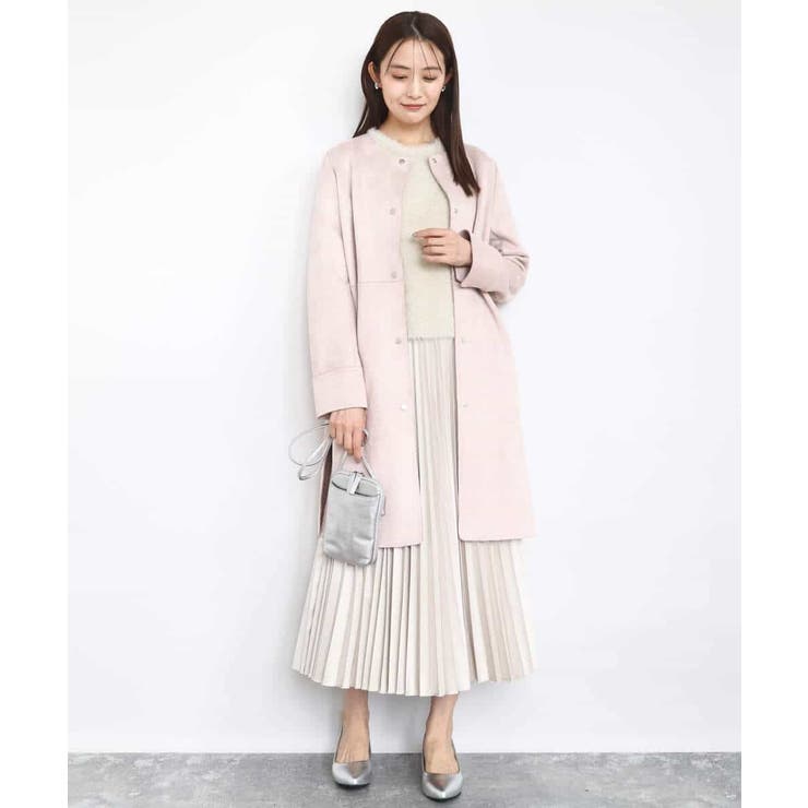 フェイクスウェードノーカラーコート/洗える | MK MICHEL KLEIN | 詳細画像4 