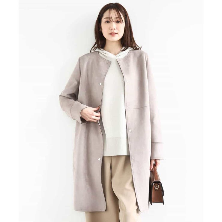 フェイクスウェードノーカラーコート/洗える | MK MICHEL KLEIN | 詳細画像14 