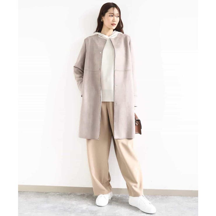 フェイクスウェードノーカラーコート/洗える | MK MICHEL KLEIN | 詳細画像16 