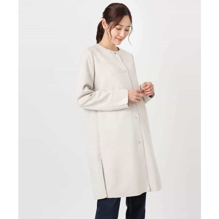 フェイクスウェードノーカラーコート/洗える | MK MICHEL KLEIN | 詳細画像6 