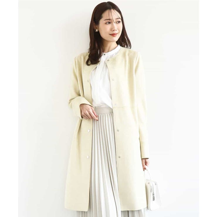 ライトイエロー | フェイクスウェードノーカラーコート/洗える | MK MICHEL KLEIN