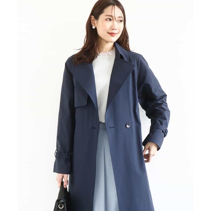 ネイビー | トレンチディティールロングコート/撥水/洗える | MK MICHEL KLEIN