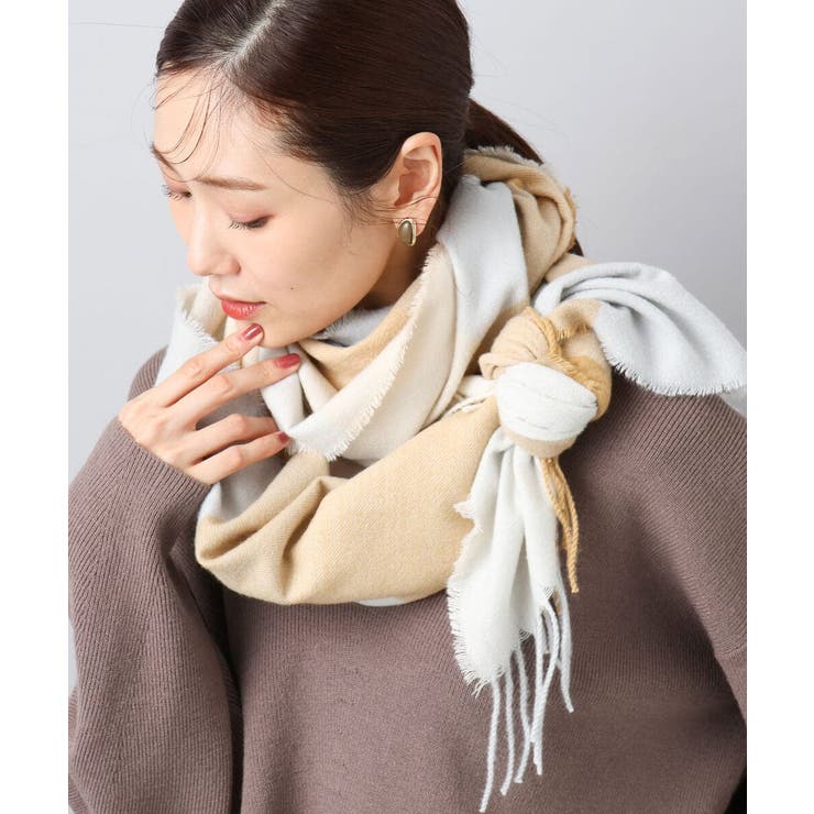 ベージュ | 大判チェック柄ストール/洗える | MK MICHEL KLEIN