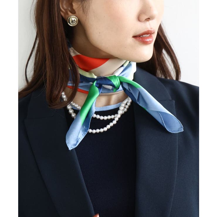 ライトブルー | 幾何柄スカーフ/洗える | MK MICHEL KLEIN