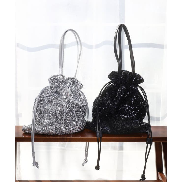 ブラック | スパンコール2WAYトートバッグ | MK MICHEL KLEIN