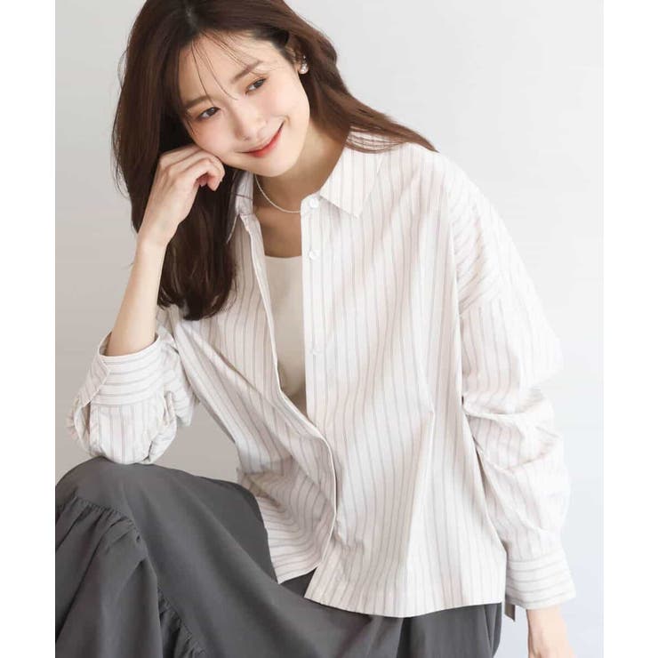 クロップド丈コットンストライプシャツブラウス/洗える | MK MICHEL KLEIN | 詳細画像11 