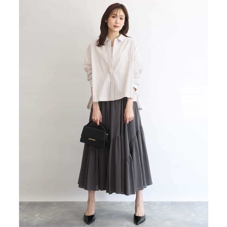 クロップド丈コットンストライプシャツブラウス/洗える | MK MICHEL KLEIN | 詳細画像12 