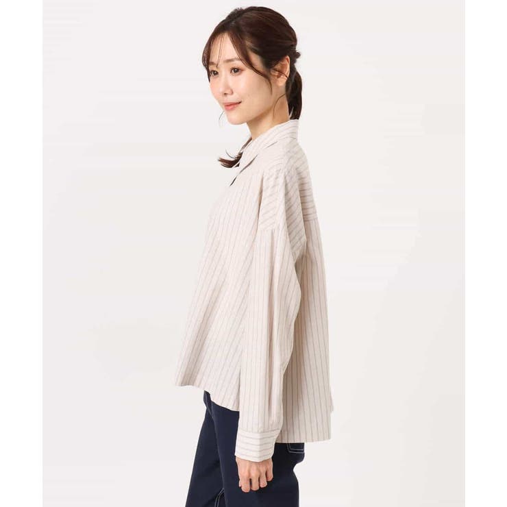 クロップド丈コットンストライプシャツブラウス/洗える | MK MICHEL KLEIN | 詳細画像16 