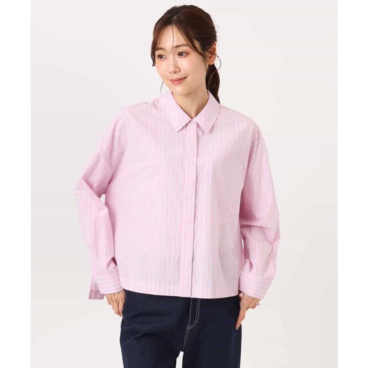 クロップド丈コットンストライプシャツブラウス/洗える | MK MICHEL KLEIN | 詳細画像27 