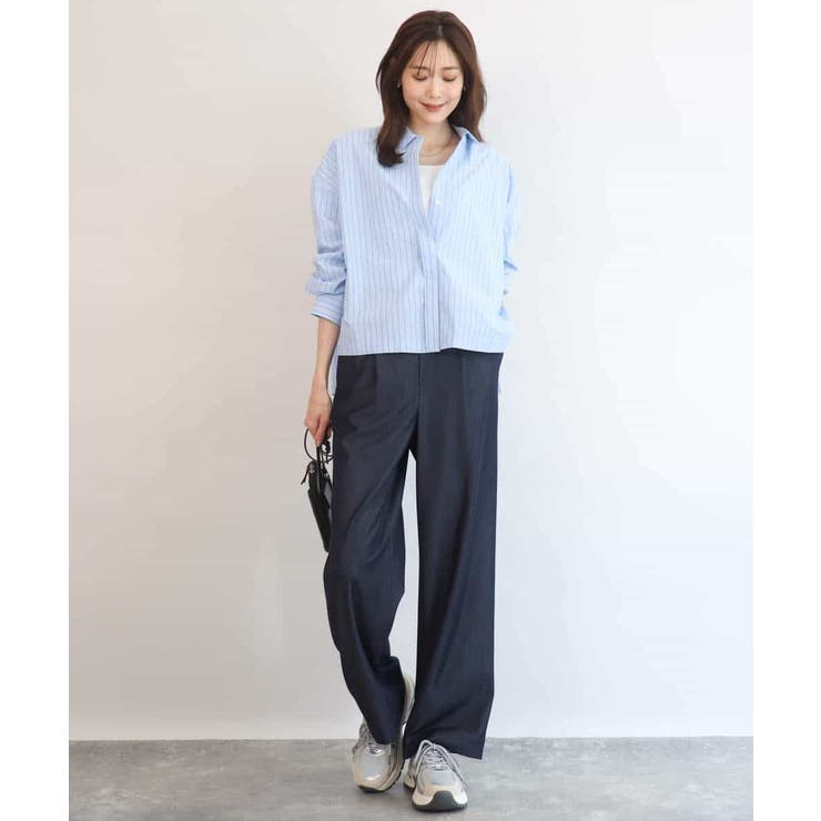 クロップド丈コットンストライプシャツブラウス/洗える | MK MICHEL KLEIN | 詳細画像3 