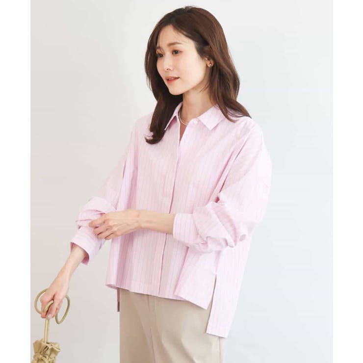 クロップド丈コットンストライプシャツブラウス/洗える | MK MICHEL KLEIN | 詳細画像6 