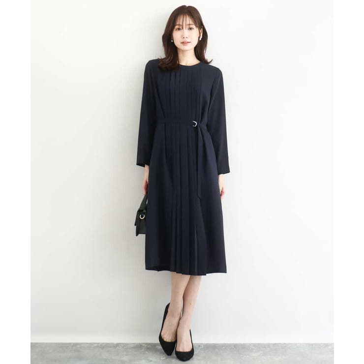 サテンジョーゼット プリーツワンピース/洗える | MK MICHEL KLEIN | 詳細画像1 