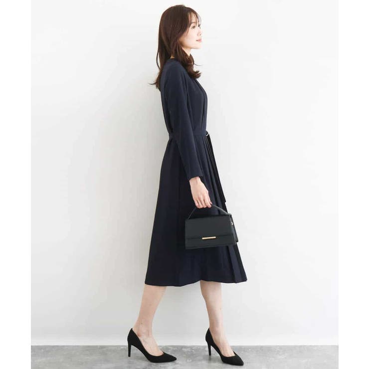 サテンジョーゼット プリーツワンピース/洗える | MK MICHEL KLEIN | 詳細画像4 