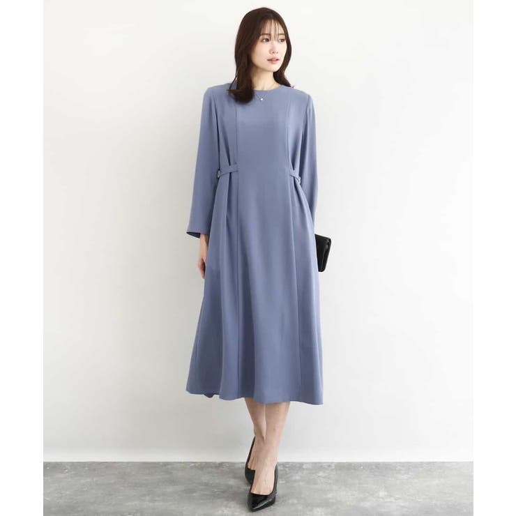 サテンジョーゼット サイドベルトワンピース/洗える | MK MICHEL KLEIN | 詳細画像1 