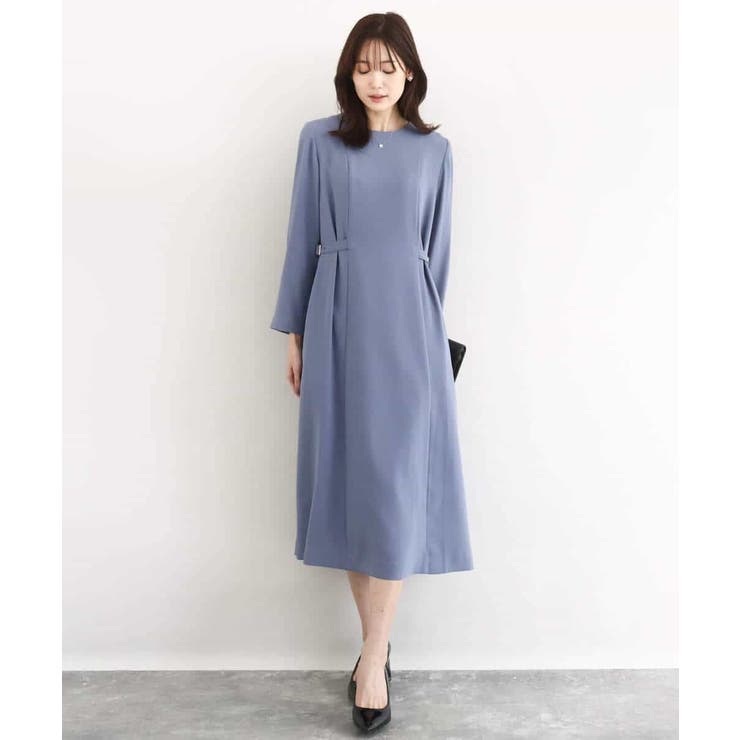 サテンジョーゼット サイドベルトワンピース/洗える | MK MICHEL KLEIN | 詳細画像3 