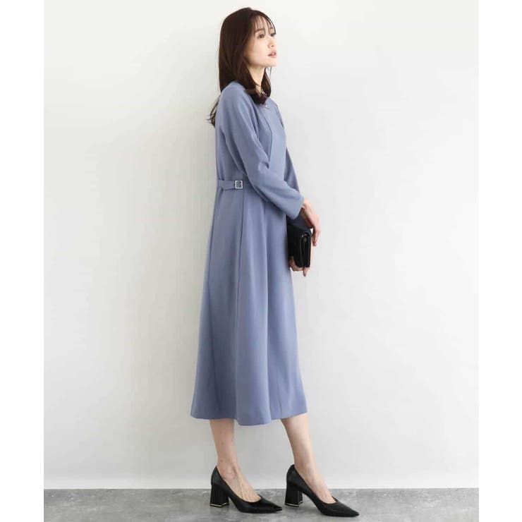 サテンジョーゼット サイドベルトワンピース/洗える | MK MICHEL KLEIN | 詳細画像4 