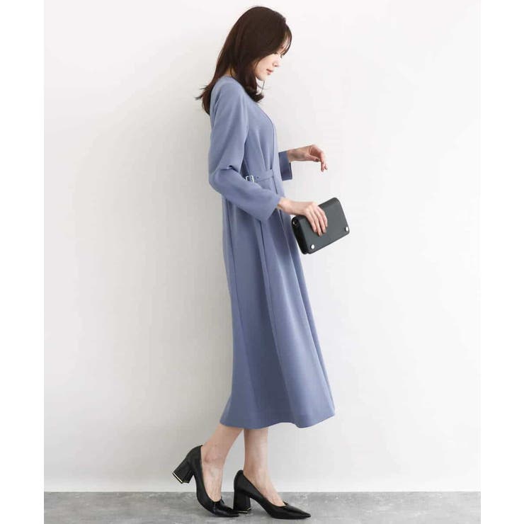 サテンジョーゼット サイドベルトワンピース/洗える | MK MICHEL KLEIN | 詳細画像5 