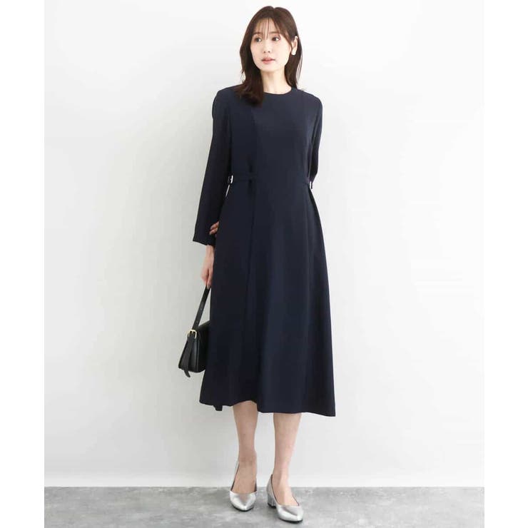 サテンジョーゼット サイドベルトワンピース/洗える | MK MICHEL KLEIN | 詳細画像7 