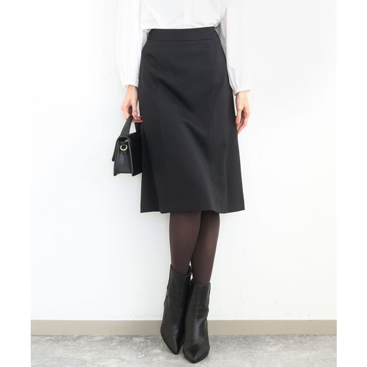 ブラック | メランジ調セミフレアースカート/セットアップ対応/洗える | MK MICHEL KLEIN