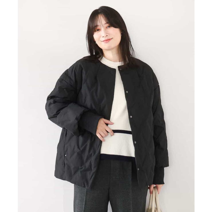 ノーカラーミドル丈ダウンコート | MK MICHEL KLEIN | 詳細画像2 