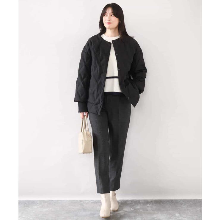 ノーカラーミドル丈ダウンコート | MK MICHEL KLEIN | 詳細画像3 