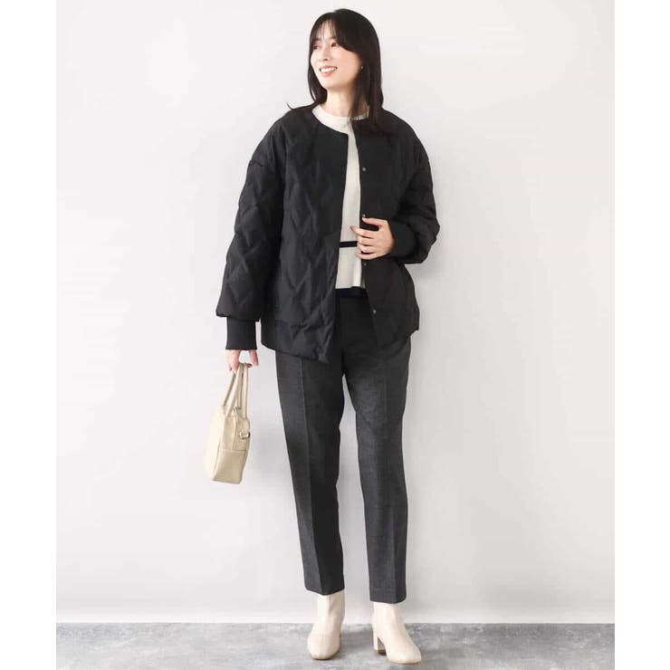 ノーカラーミドル丈ダウンコート | MK MICHEL KLEIN | 詳細画像4 